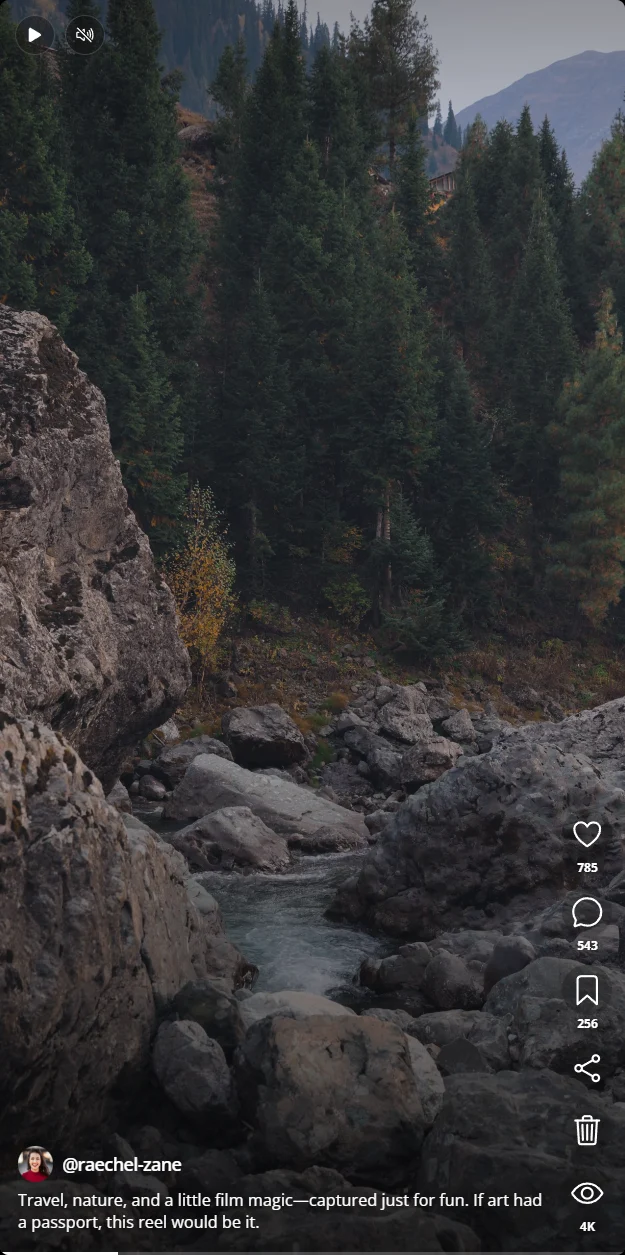 Vertical JustFans reel viewer with engagement controls